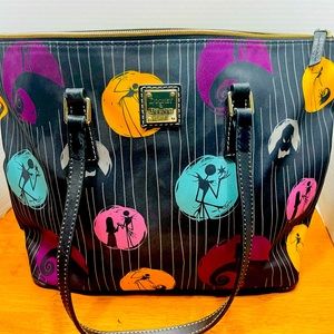 Dooney & Bourke Parks Nightmare Before Christmas Jack Sally Black Canvas Tote